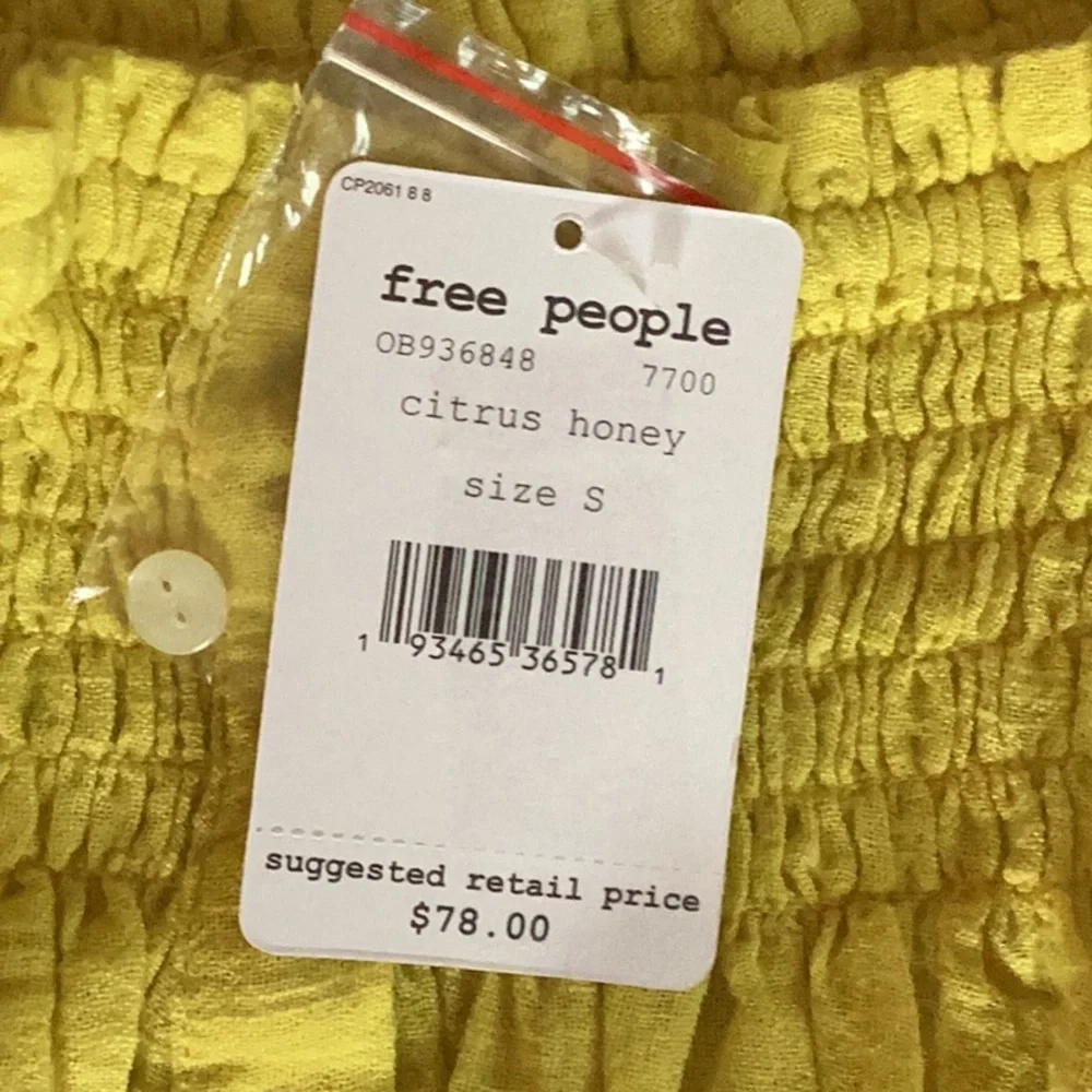 Free People Dancing til Dawn off the shoulder top in citrus honey.NWT. Retail 78